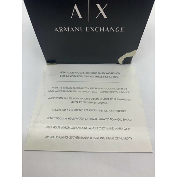 Armani Exchange Cayde Black Watch AX2705 NEW IN BOX Black Leather Strap - Picture 9 of 10